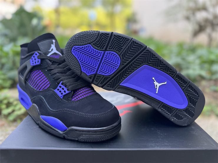 Baskets Air Jordan 4 Retro – Sneakers Noir & Bleu Roi Streetwear