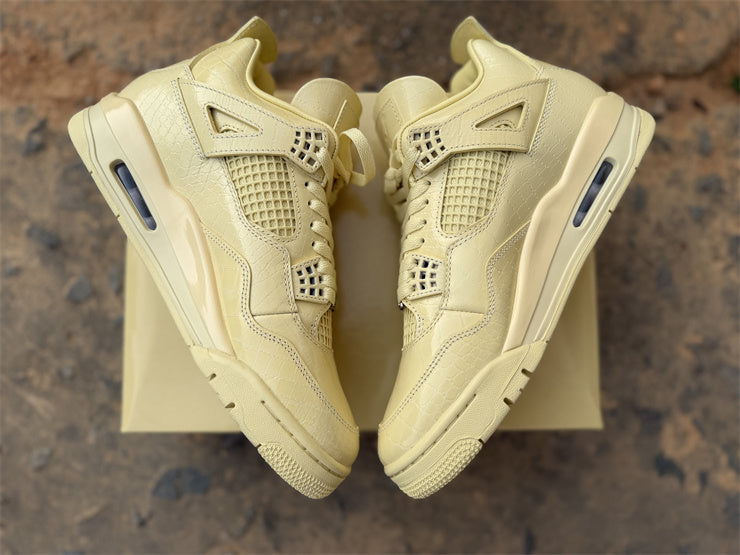 Air Jordan 4 Retro Tan Canvas – Baskets Montantes Monochrome Beige