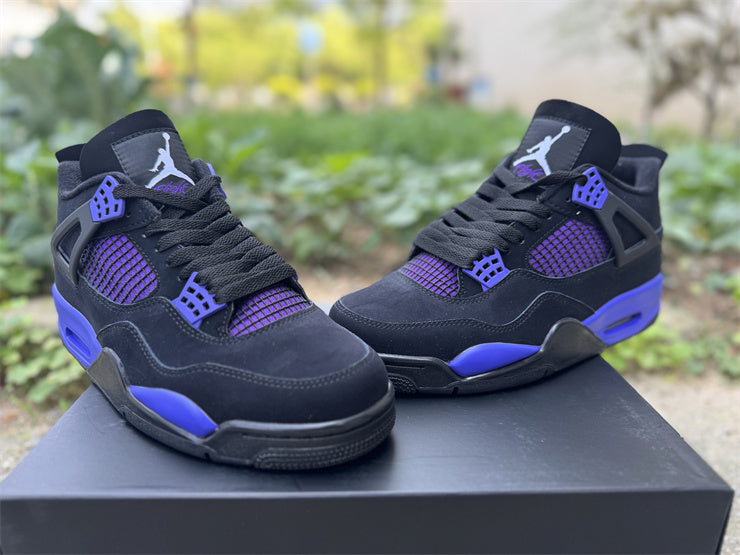 Baskets Air Jordan 4 Retro – Sneakers Noir & Bleu Roi Streetwear