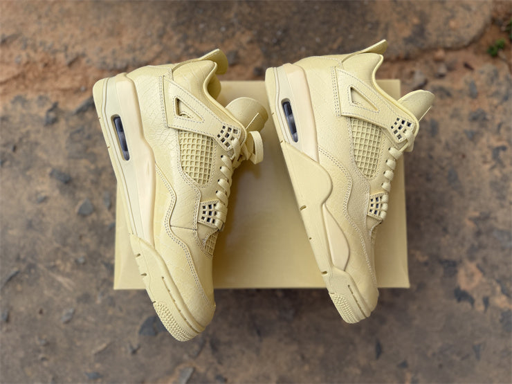 Air Jordan 4 Retro Tan Canvas – Baskets Montantes Monochrome Beige